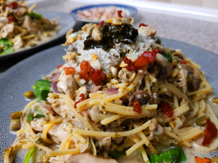 Welsh inspired Pasta recipe, eat well on universal credit